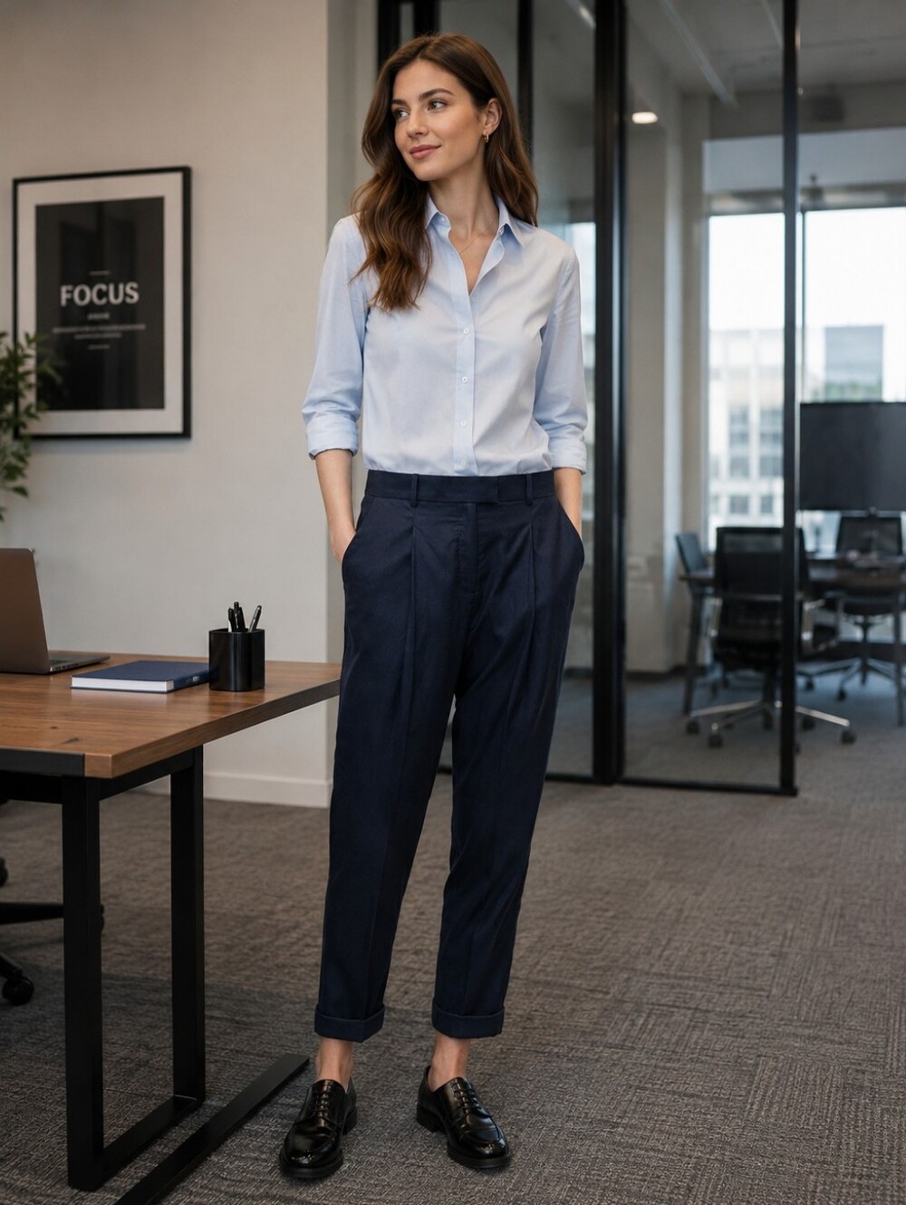 Cos Navy Petite Relaxed Pants